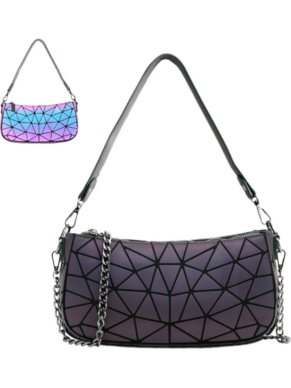 Luminous Geometric Clutch Purse for Women | Small Shoulder Bag with 2 Straps